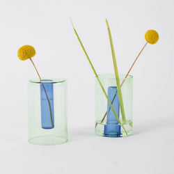 Reversible Glass Vase- Small - Green / Blue
