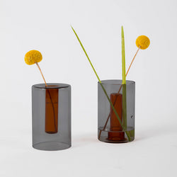 Reversible Glass Vase- Small - Smoke / Amber