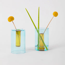 Reversible Glass Vase- Small - Blue / Yellow
