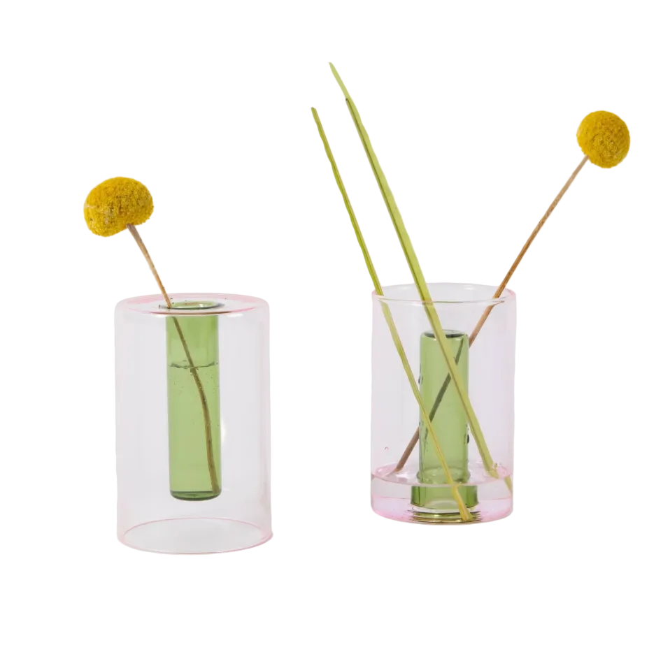 Reversible Glass Vase - Small - Pink / Green