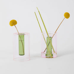 Reversible Glass Vase - Small - Pink / Green