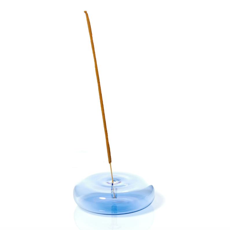 Dimple, Hand Blown Glass Incense Holder, Blue