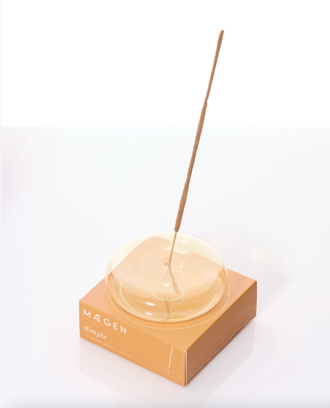 Dimple, Hand Blown Glass Incense Holder, Yellow