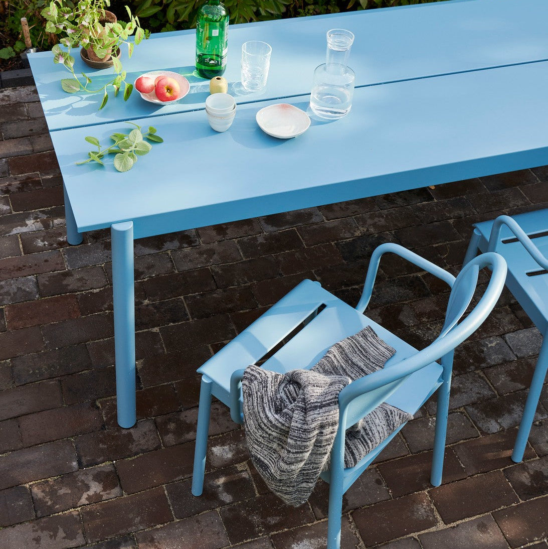 Linear Steel Side Chairs, Pale Blue