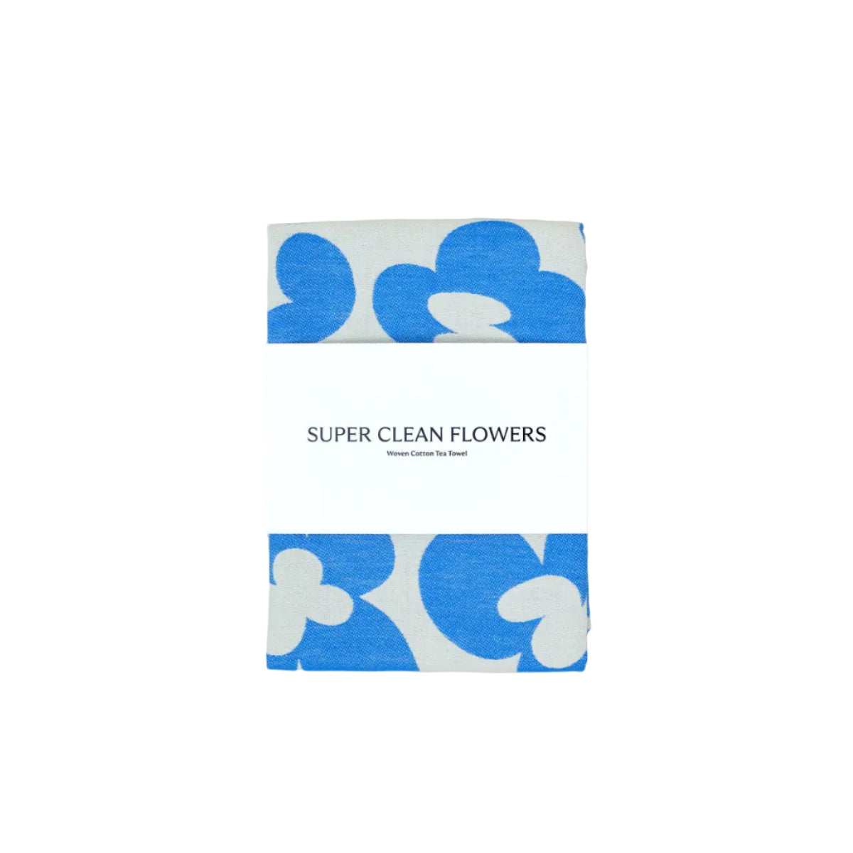 Super Clean Flowers Blue/Natural Tea Towel
