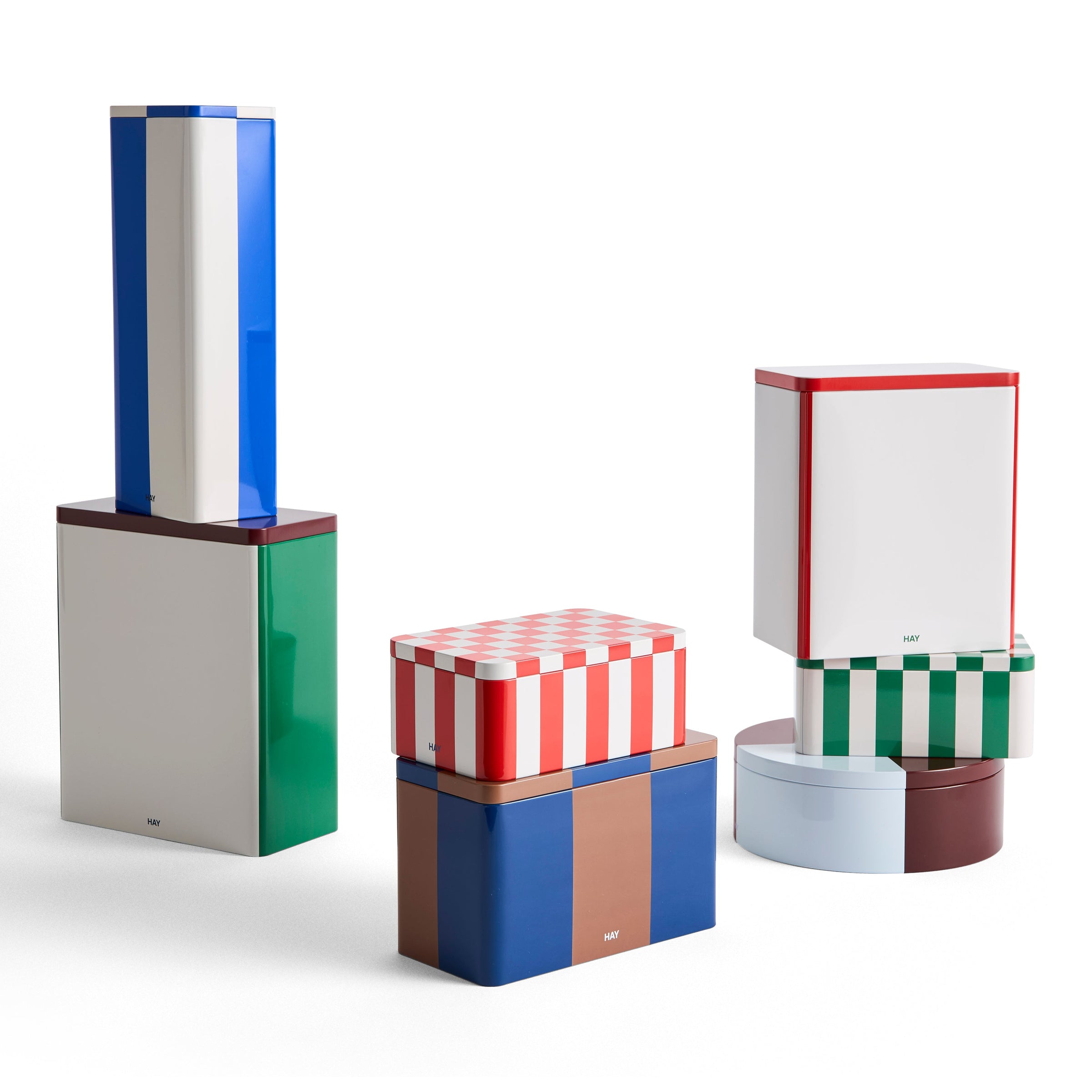 Tin Container, XL, Off-White/Burgundy/Green