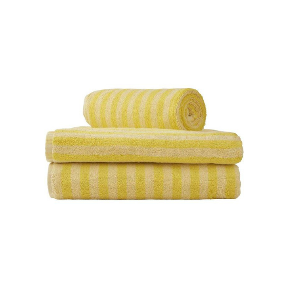 Naram Bath Towel, Pristine/Neon Yellow