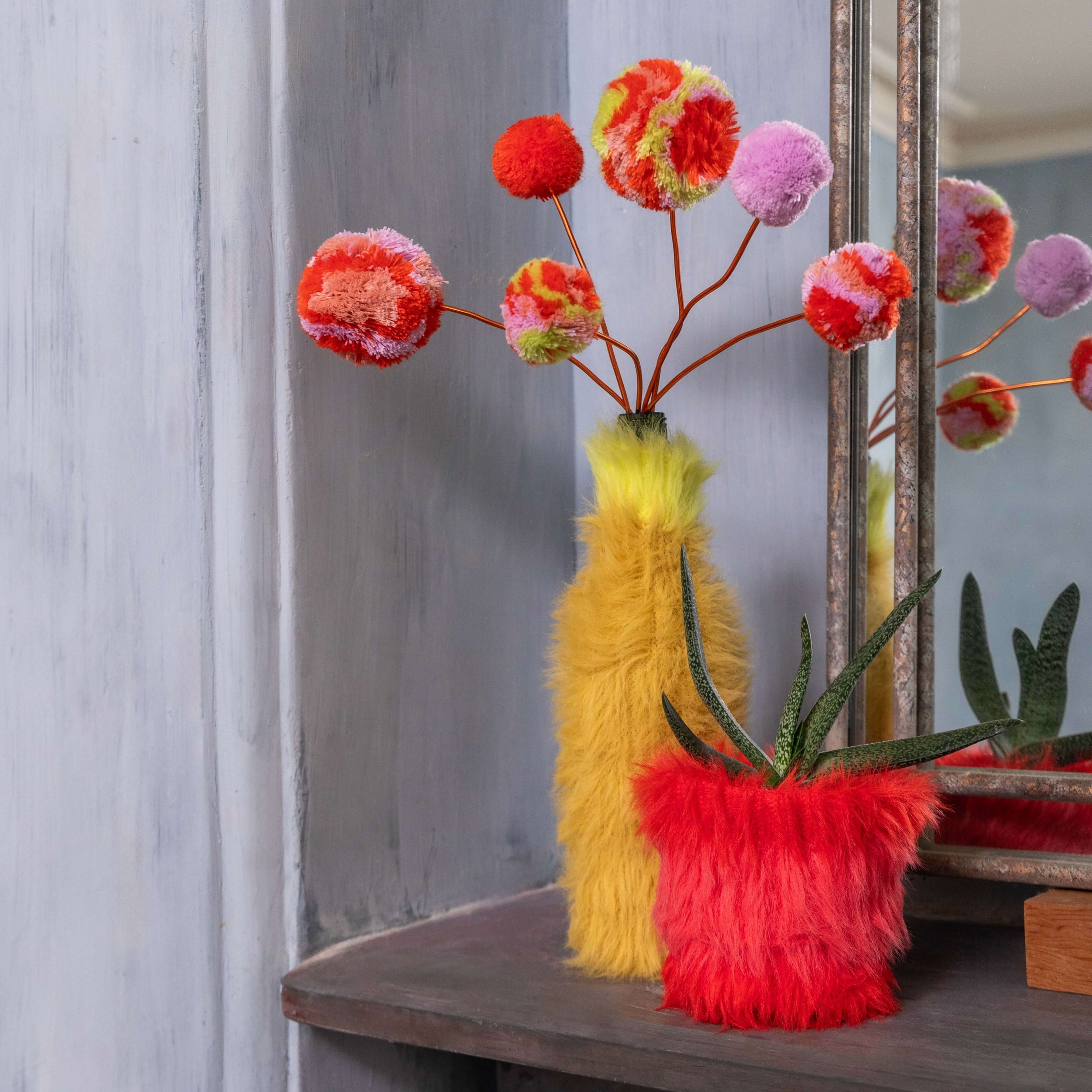 Faux Fur Bottle Sleeve, White