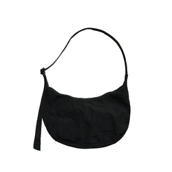 Medium Nylon Crescent Bag, Black