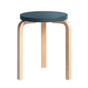 Artek Stool 60, Legs Natural Lacquered, Seat Blue Lacquered