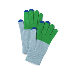 Classic Color Block Touchscreen Gloves, Kelly Stone Blue