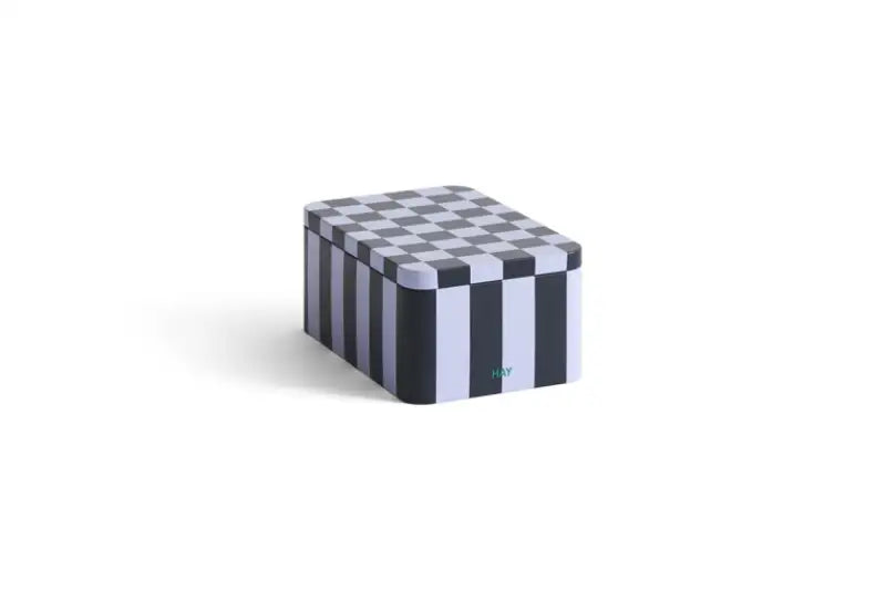 Small dark blue + lavender Tin Container