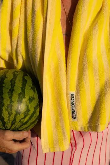 Naram Bath Towel, Pristine/Neon Yellow