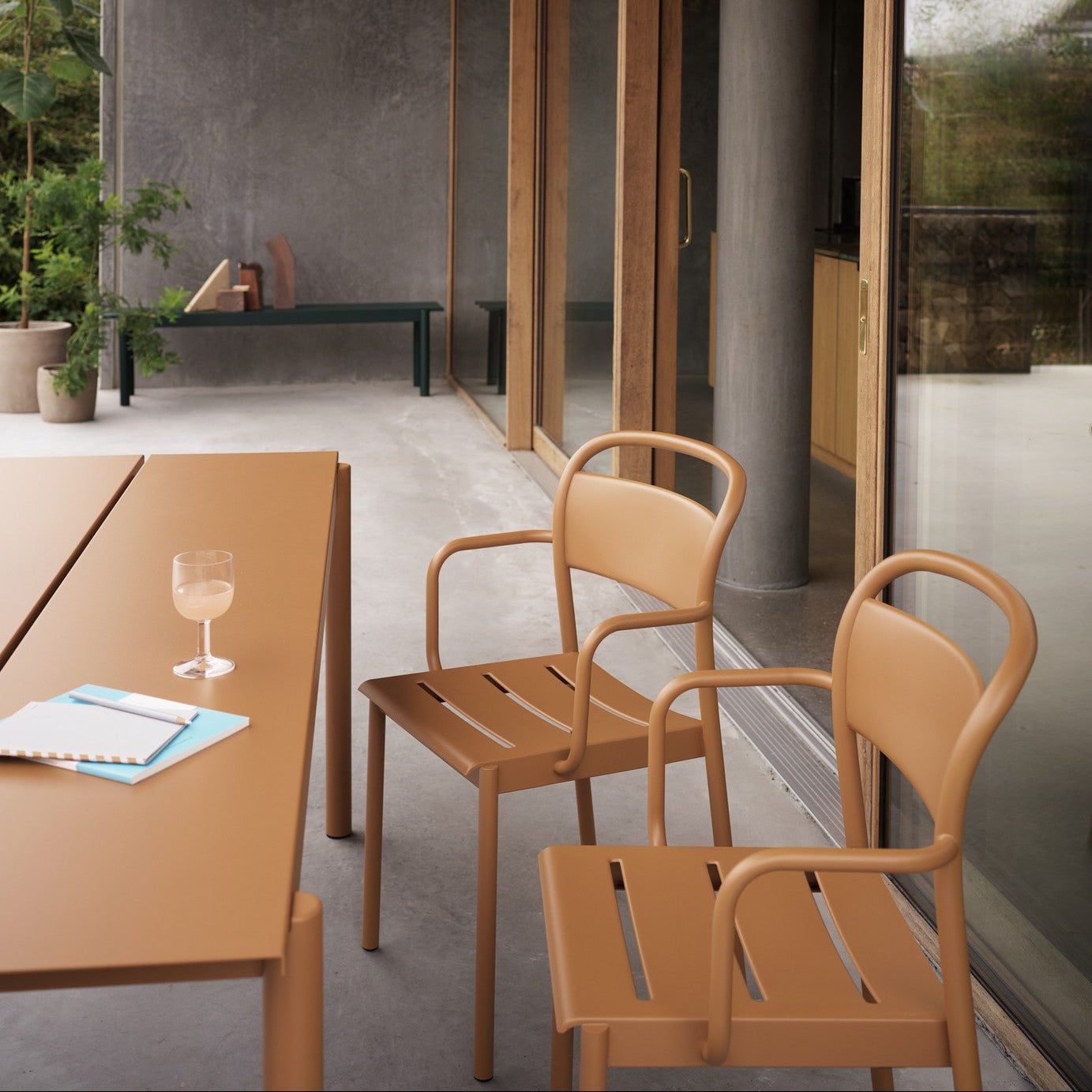 Linear Steel Arm Chairs, Grey