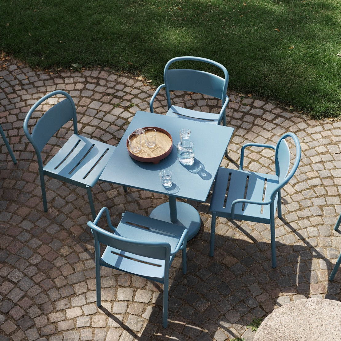 Linear Steel Cafe Table, Grey 27.6 X 27.6 H: 28.7"