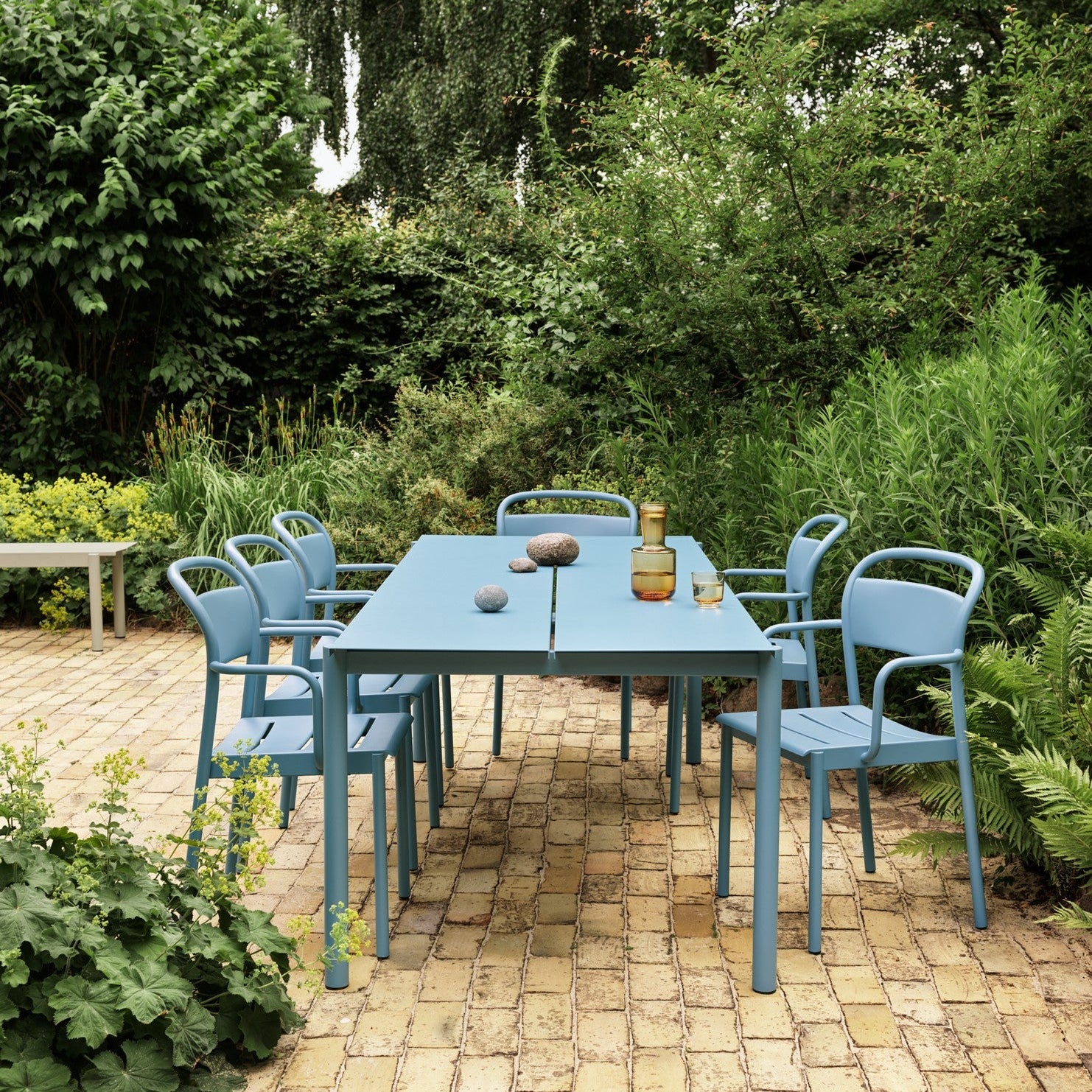 Linear Steel Table, Pale Blue 140cm