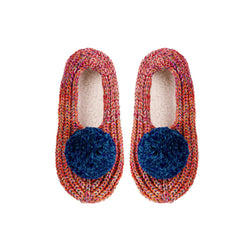 Super Pom Knit Slippers - Red/ ML