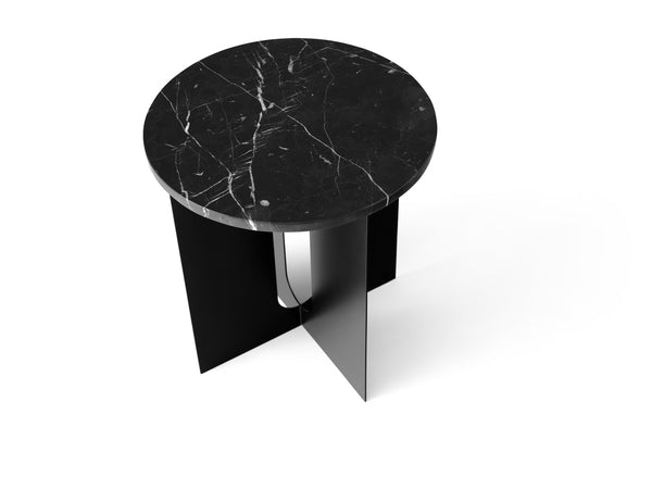 Androgyne Side Table, Steel Base in Black, Table Top in Black Marble-Tables-Audo-vancouver special
