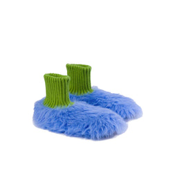 Fur Knit Sock Slipper - Periwinkle