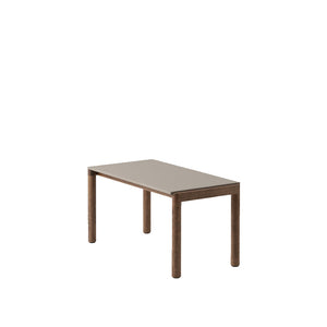 Couple Coffee Table, 33.2" X 15.7", Plain Top,  Taupe/Dark Oiled Oak