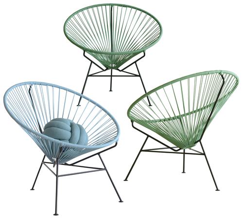 Condesa Chair, White Cord/Black Frame