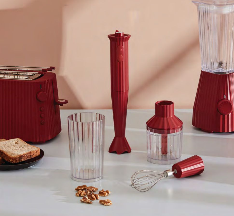Plisse Hand Mixer Set, Red