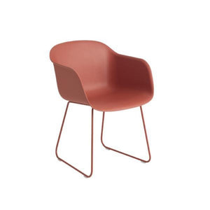 Fiber Arm Chair, Sled Base, Dusty Red