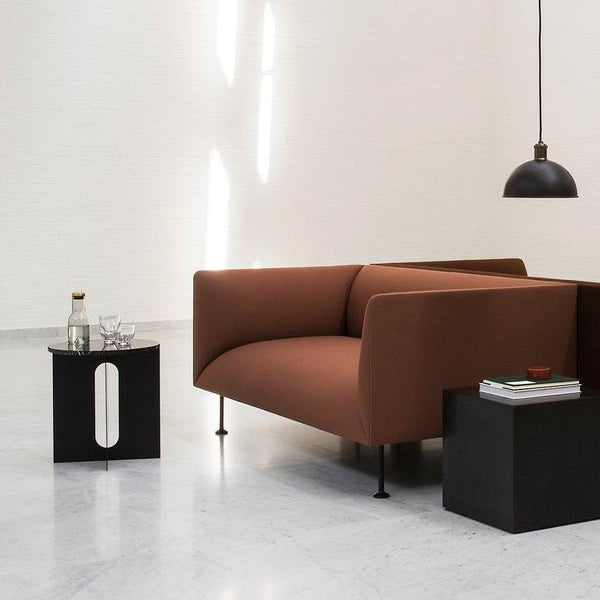 Androgyne Side Table, Steel Base in Black, Table Top in Black Marble-Tables-Audo-vancouver special