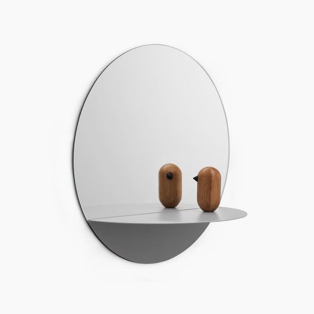 Horizon Mirror, Round White D: 14.3 x 34 cm
