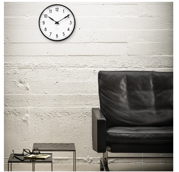 Arne Jacobsen Station Wall Clock, Black/White, 21 cm