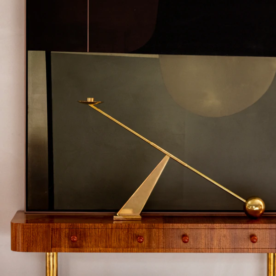 Interconnect Candle Holder, Brass-Household accessories-Audo-vancouver special