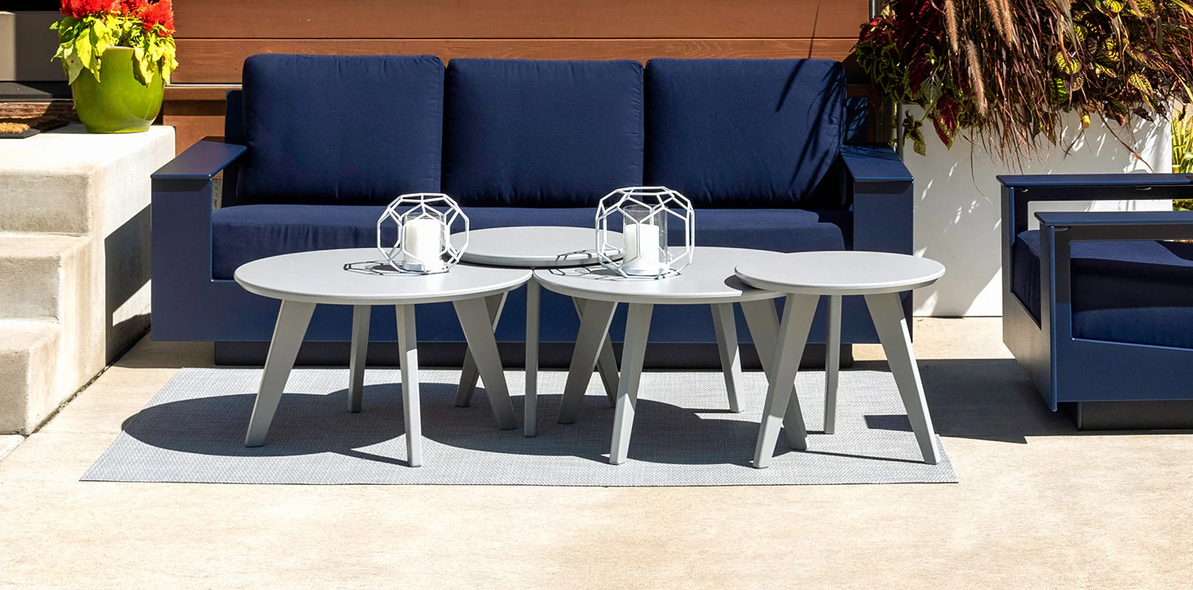 Satellite End Table Round, 18", Navy Blue