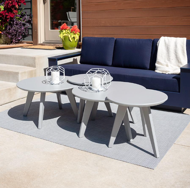 Satellite End Table Round, 18", Navy Blue
