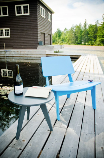 Satellite End Table Round, 18", Navy Blue