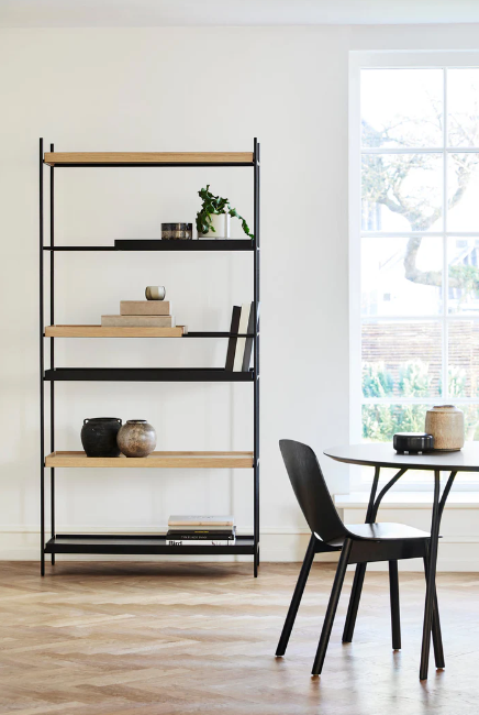 Tray Shelf (High),  2 Wide Oak and 2 Short and 2 Wide Black