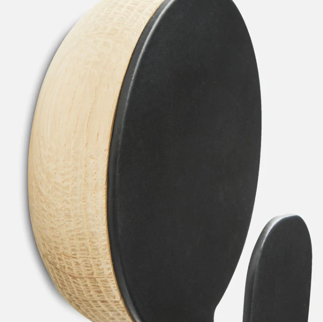 Haak Hook, Black Painted Metal and Solid Oak