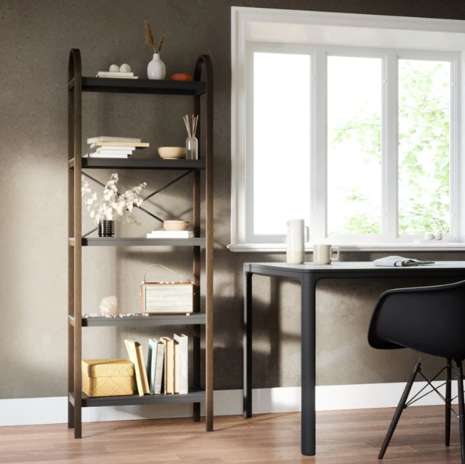 Bellwood Five Tier Shelf, Black/Walnut
