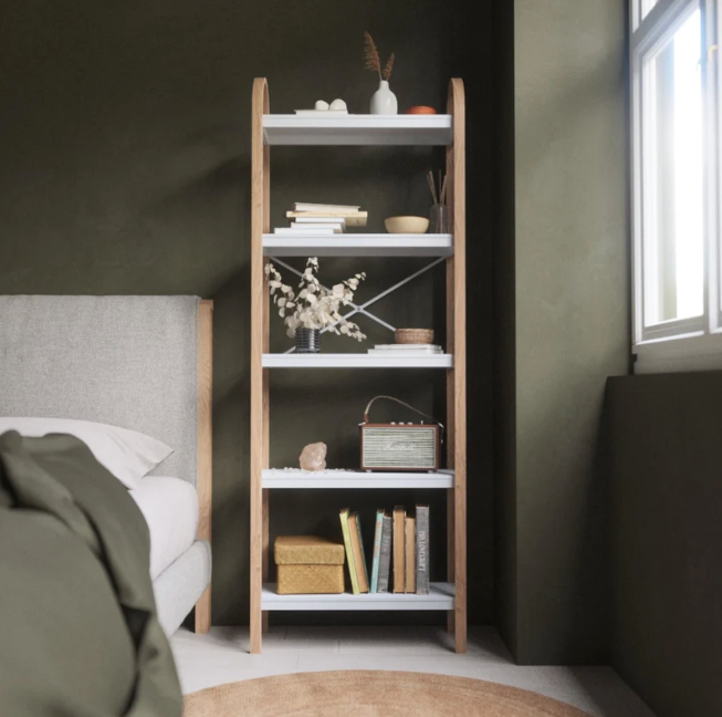 Bellwood Five-Tier Shelf, White/Oak