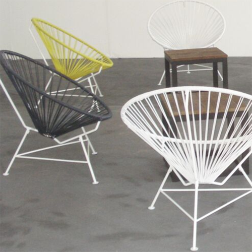 Condesa Chair, Light Blue Cord/Black Frame