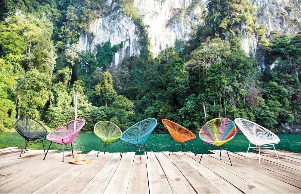 Acapulco Chair, Turquoise Cord/White Base