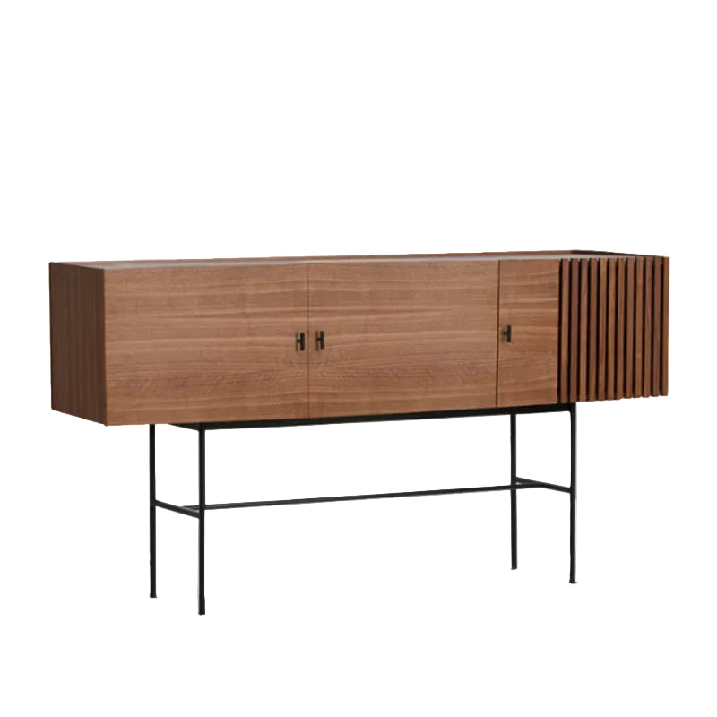 Array Sideboard (180 cm), Walnut Veneer With Black Painted Metal Legs