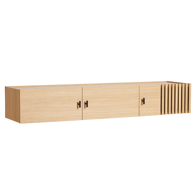 Array Wall-Mounted Sideboard (150 cm), White Pigmented Oak with Black Metal Wall Mount