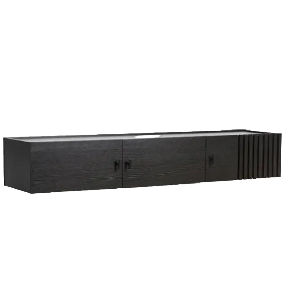 Array Wall-Mounted Sideboard (150 cm), Black Painted Oak with Black Metal Wall Mount