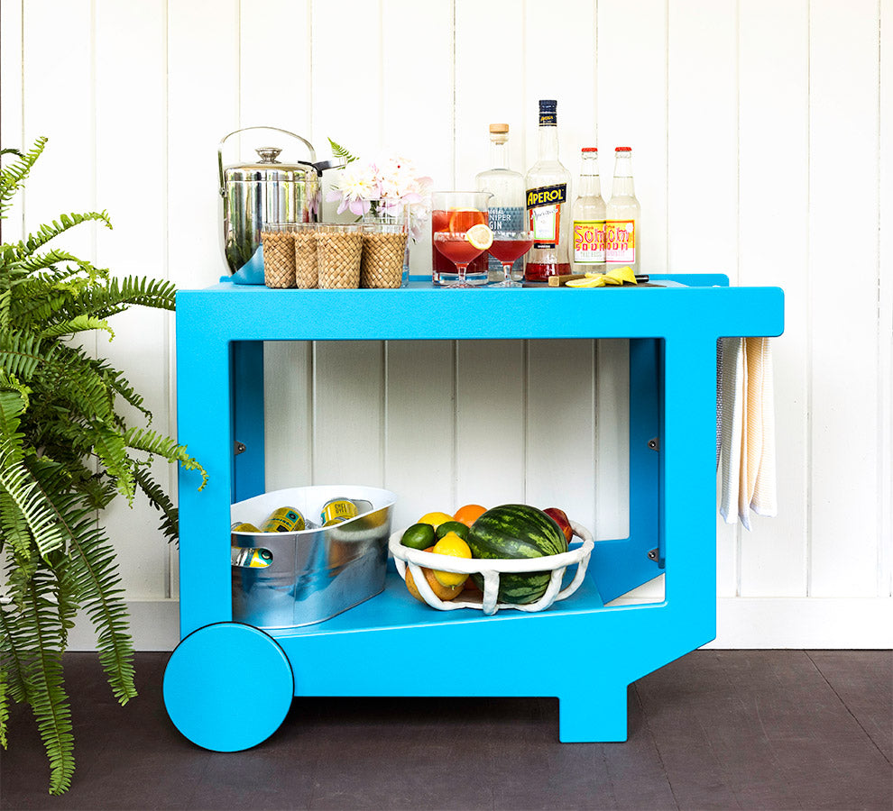 Lollygagger Bar Cart, Sky Blue