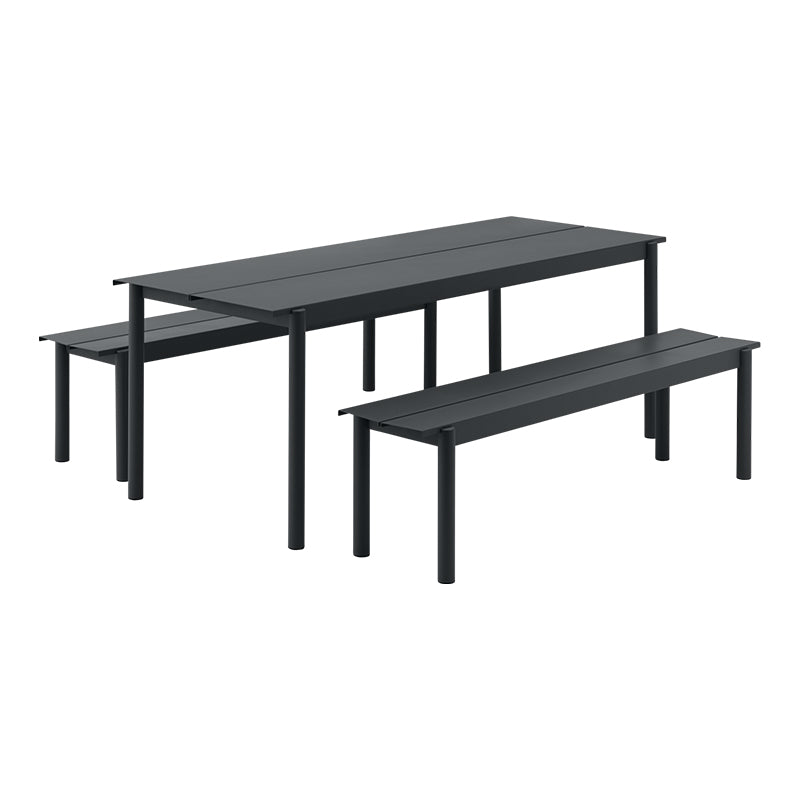 Linear Steel Bench, Black 170cm