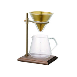 Kinto Slow Coffee Brewer Stand Set, 4 Cup, Brass