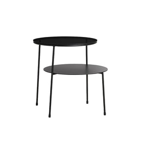 Duo Side Table, Black Painted Metal, Dark Smoked Glass Top