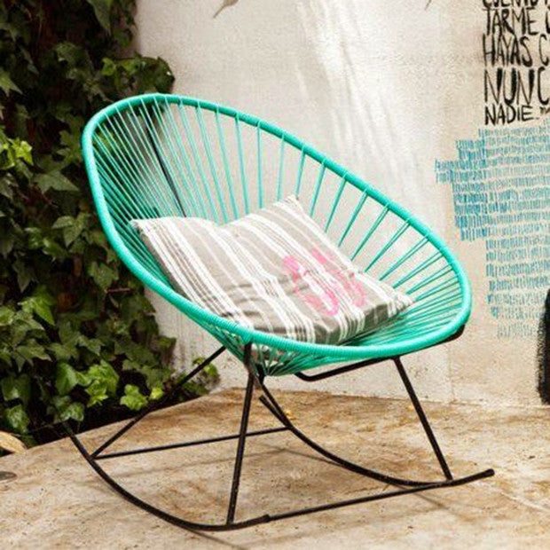 Acapulco Rocking Chair, Turquoise Cord/Black Frame