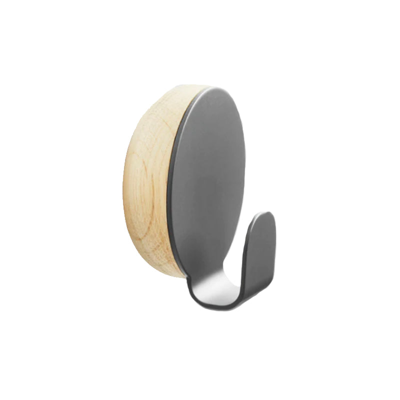 Haak Hook, Dark Grey Painted Metal and Solid Oak