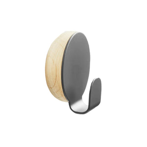 Haak Hook, Dark Grey Painted Metal and Solid Oak